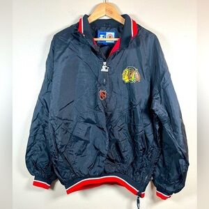 Vintage 90’s Starter Chicago Blackhawks NHL Windbreakeraker Jacket Size Large